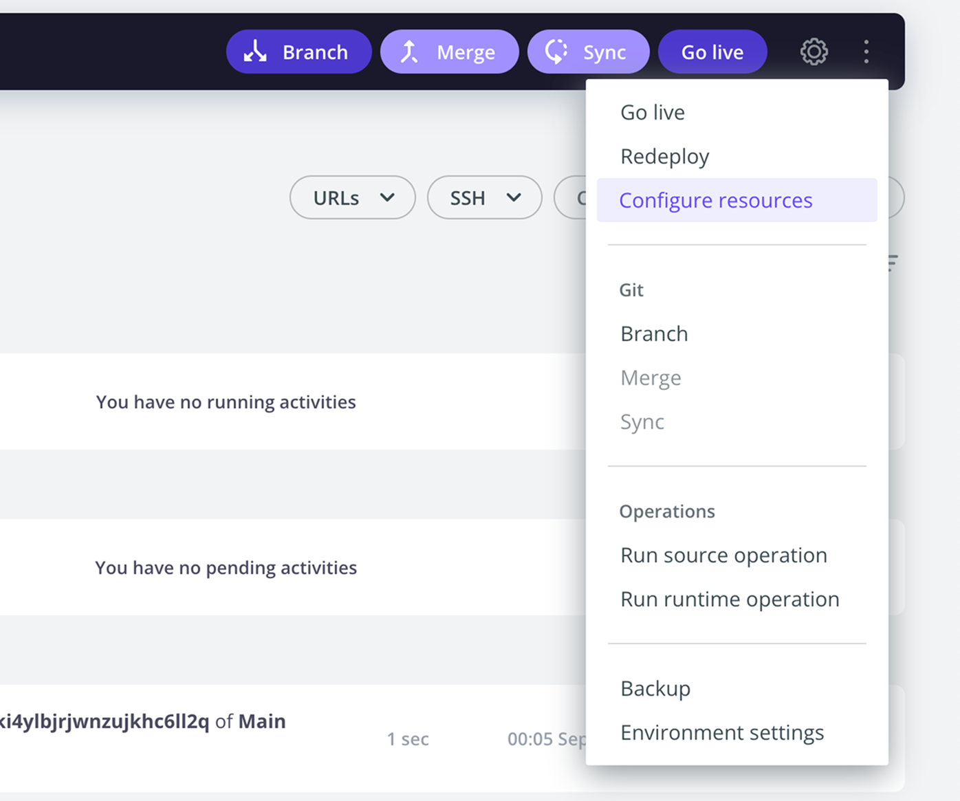 Navigate to Configure resources in Console